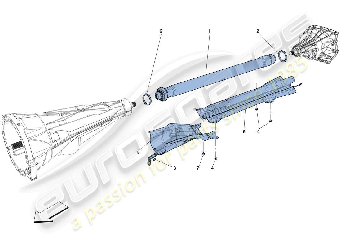 Ferrari GTC4 Lusso (RHD) Tubo de transmisión Diagrama de piezas