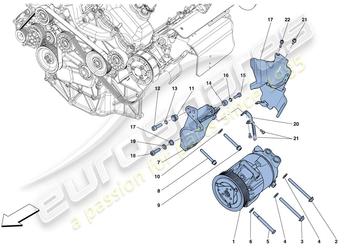 Ferrari GTC4 Lusso (RHD) COMPRESOR DEL SISTEMA DE CA Diagrama de piezas