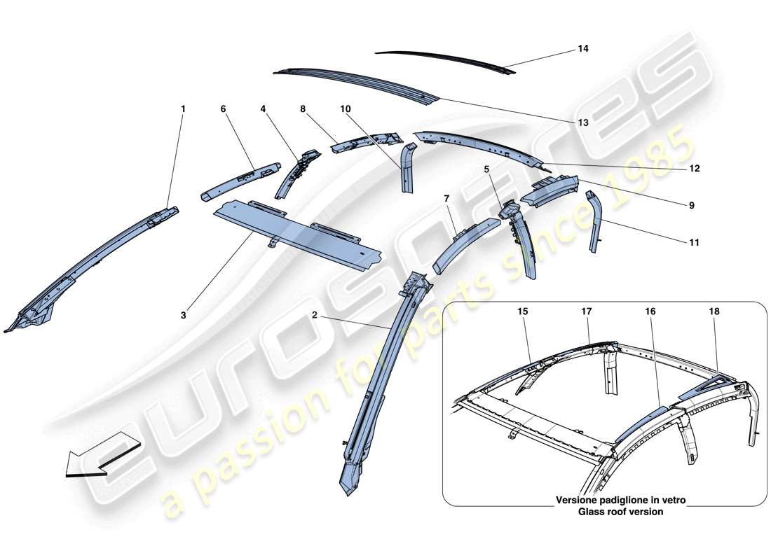 Ferrari GTC4 Lusso (RHD) INVERNADERO Diagrama de piezas