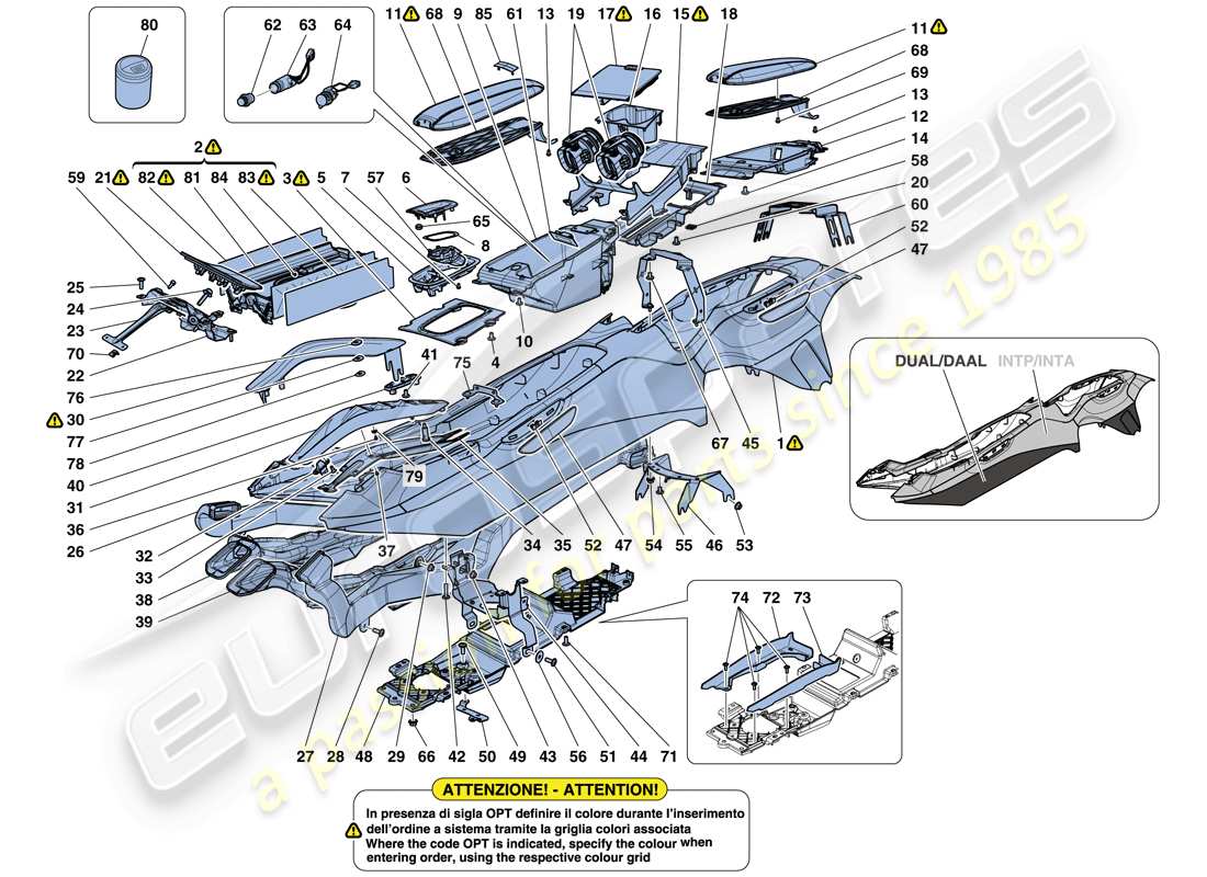 Ferrari GTC4 Lusso (RHD) TÚNEL - SUBESTRUCTURA Y ACCESORIOS Diagrama de piezas