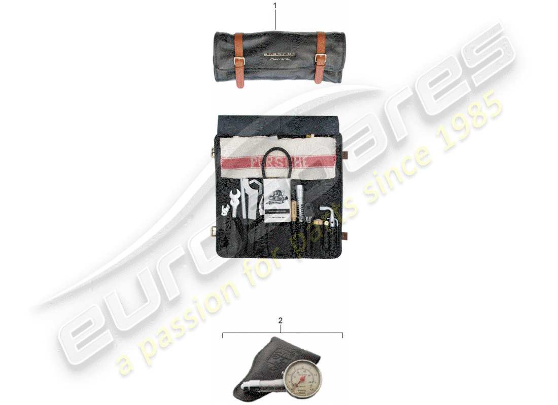 Porsche Classic accessories (1962) bolsa de herramientas con herramientas Diagrama de piezas