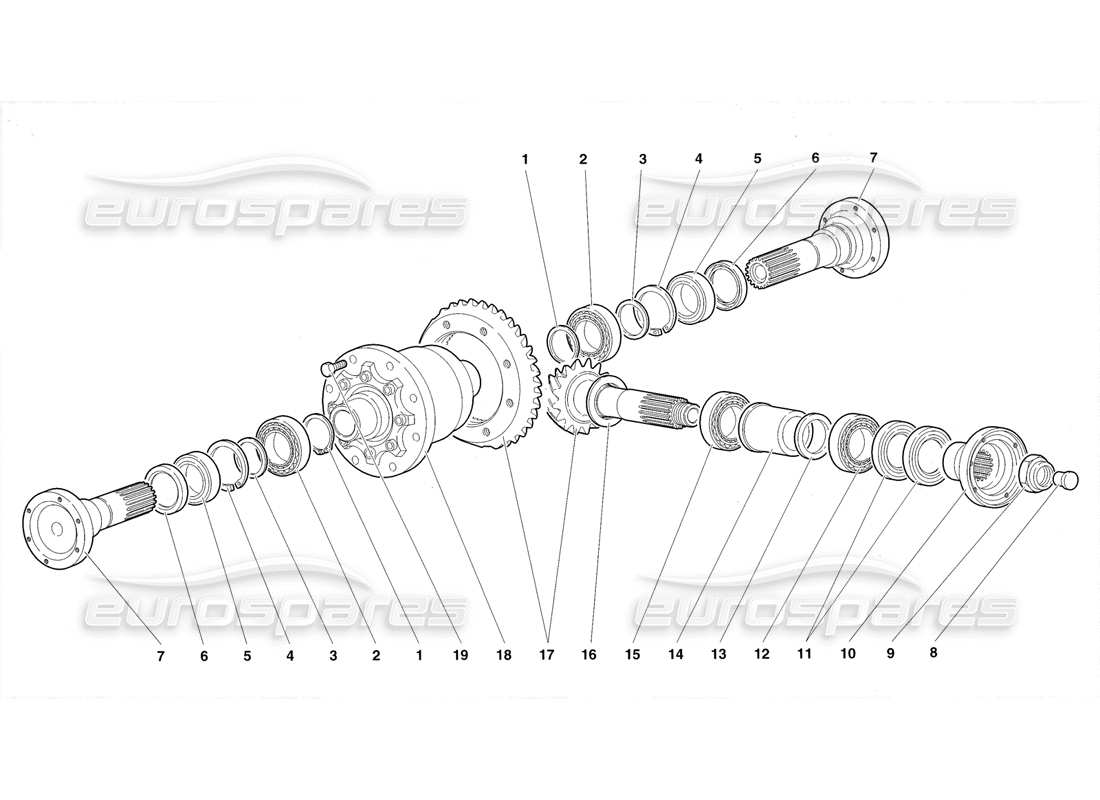 Diagrama de piezas del diferencial delantero Lamborghini Diablo Roadster (1998) (versión 4X)