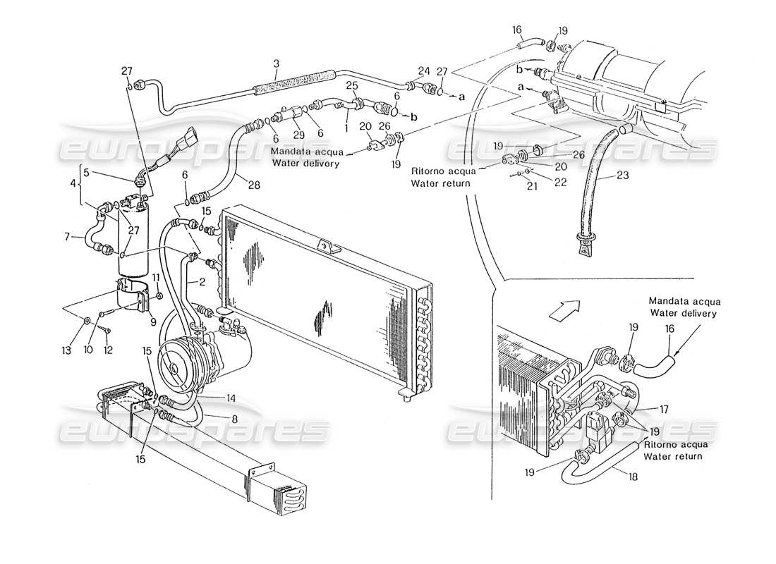 Maserati Karif 2.8 Diagrama de piezas del sistema de aire acondicionado Dirección izquierda (Pro Modif.)
