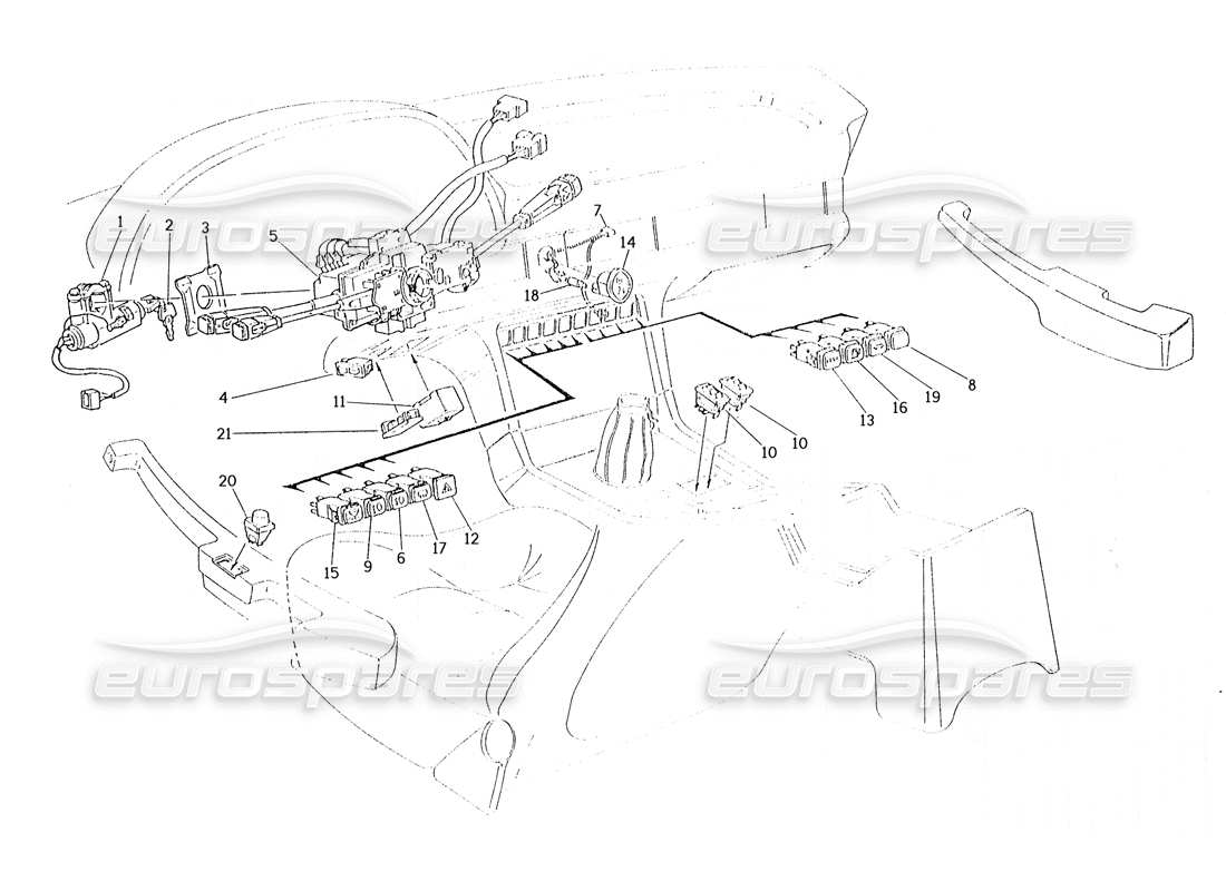 Maserati Karif 2.8 Interruptores y dirección Diagrama de piezas