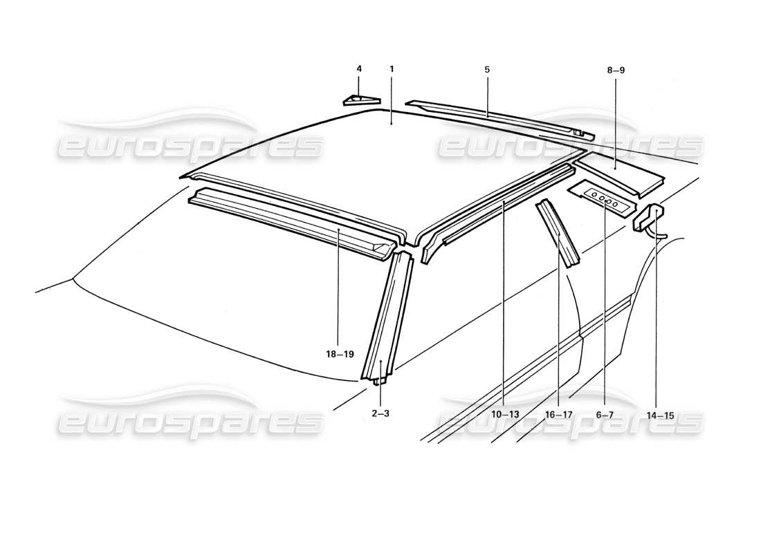 Ferrari 412 (Trabajo de coaching) Paneles de techo Diagrama de piezas
