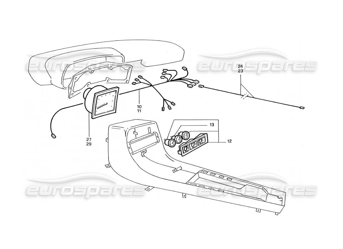 Ferrari 412 (Trabajo de carrocería) Diagrama de piezas de la consola central (Suiza)