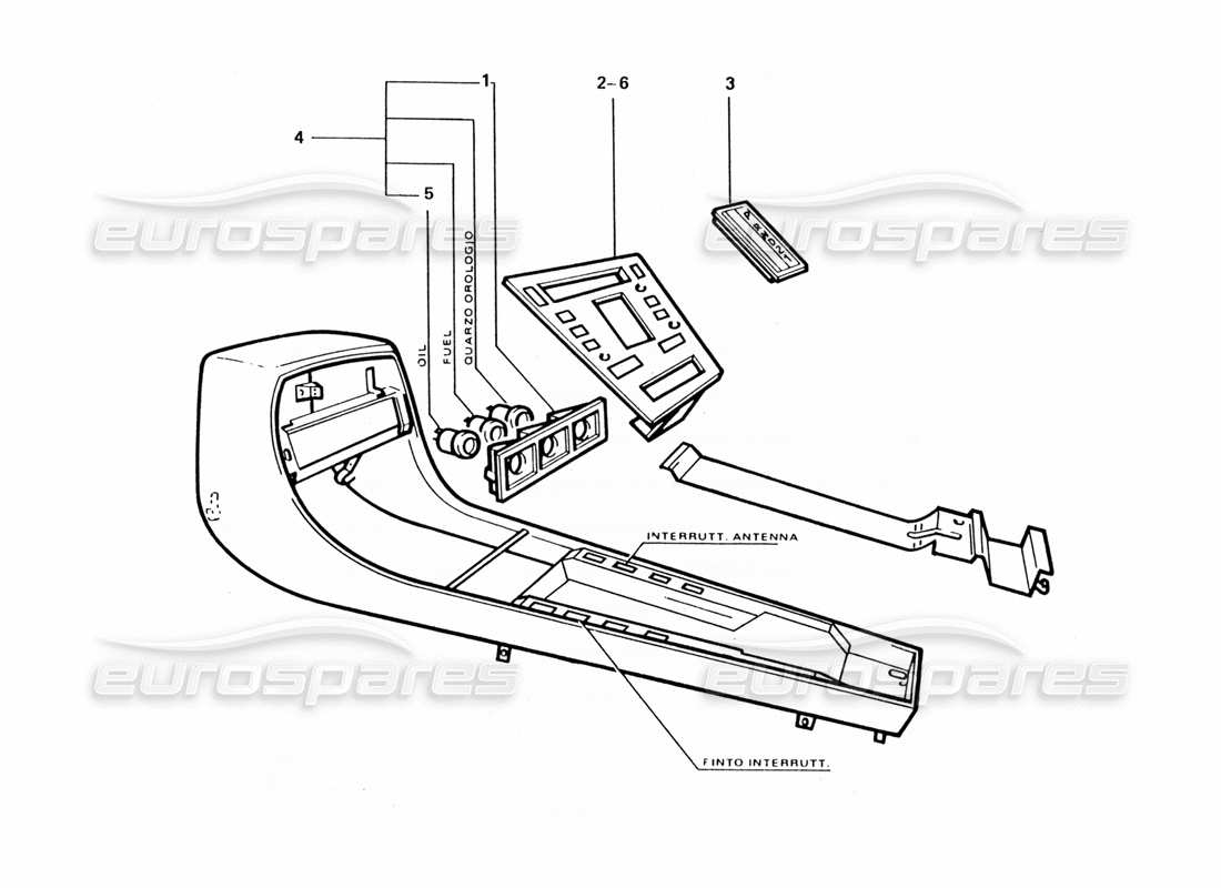 Ferrari 412 (Coachwork) Diagrama de pieza válido del panel de consola central (GD)