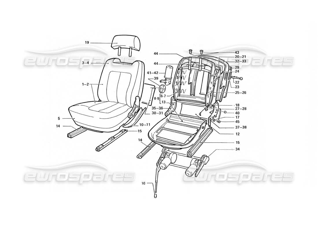 Ferrari 412 (Trabajo de coaching) seats Diagrama de piezas