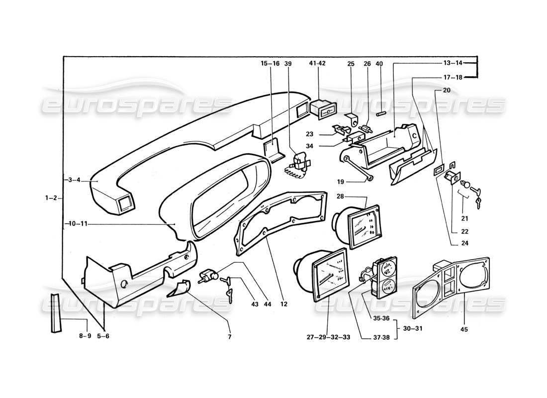 Ferrari 412 (Trabajo de coaching) Dashboard & Instruments Diagrama de piezas