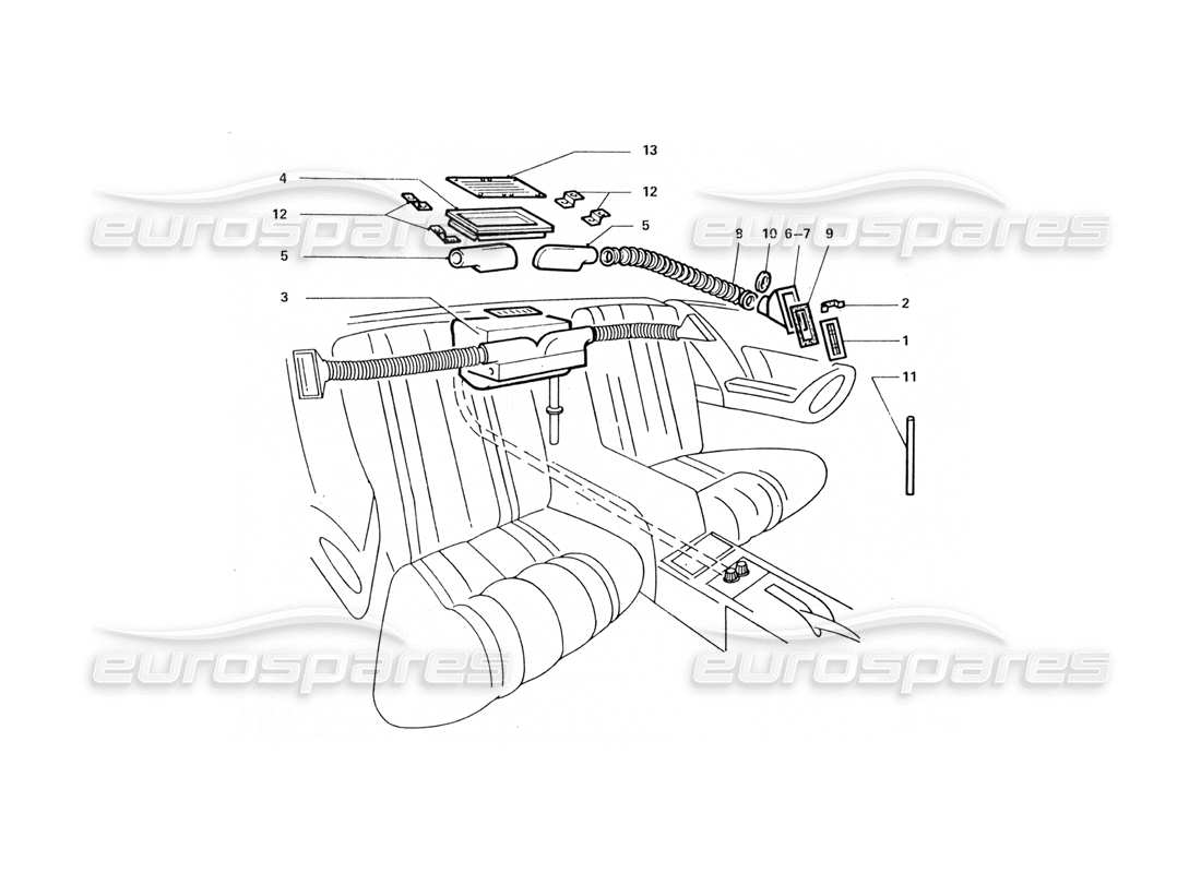 Ferrari 412 (Trabajo de coaching) Unidad de aire acondicionado trasera interior Diagrama de piezas