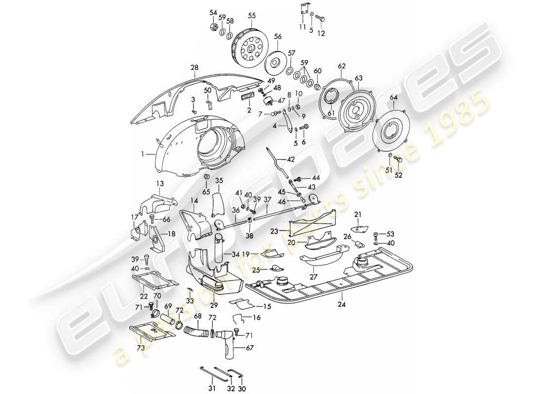 Porsche 911/912 (1965) AIRE ACONDICIONADO - CONDUCTO DE AIRE Y CUBIERTA DEL MOTOR - NO PARA: - (S)(D) Diagrama de piezas