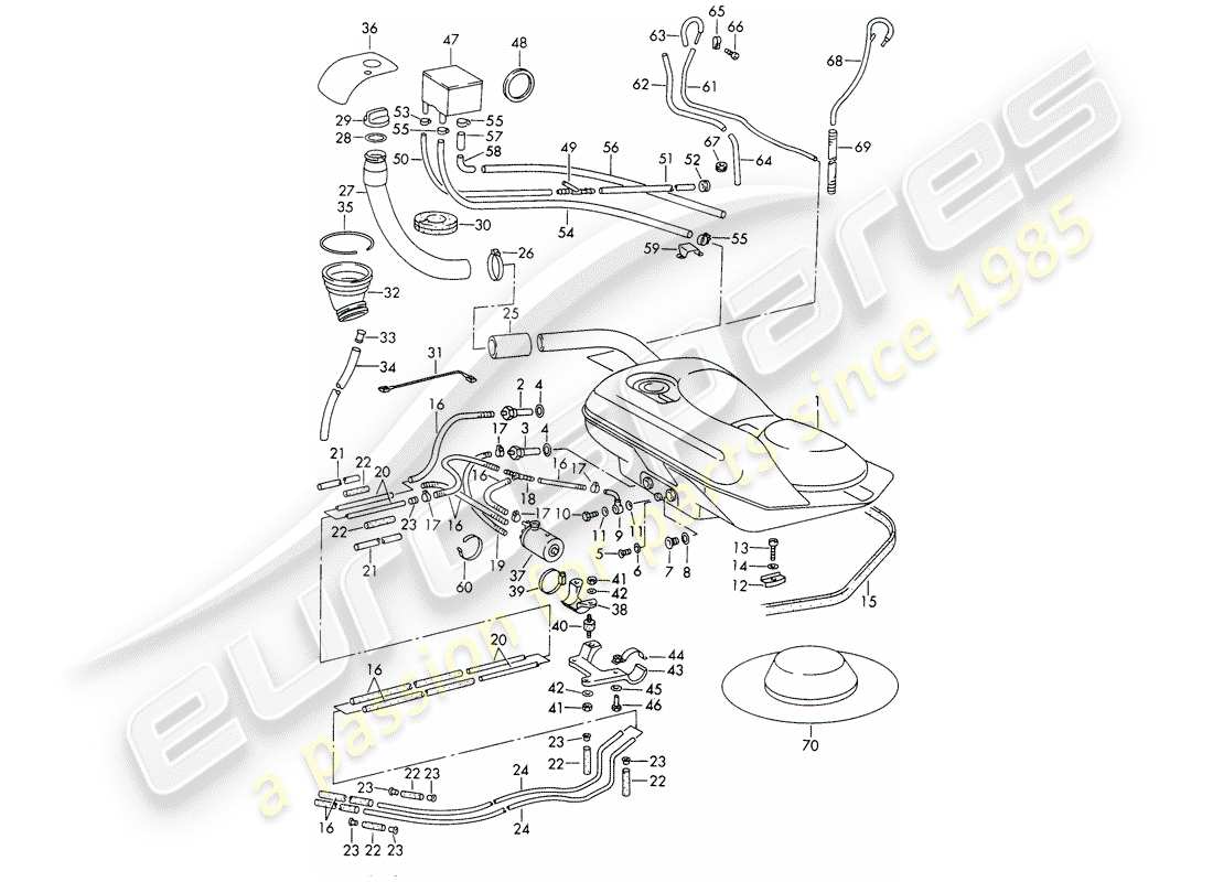 Porsche 911/912 (1965) Fuel System Diagrama de piezas