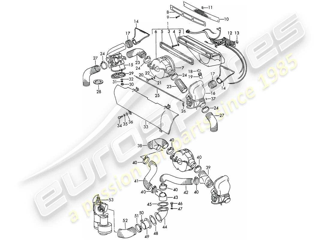 Porsche 911/912 (1965) VENTILACIÓN - CALENTADOR - D - MJ 1969>> Diagrama de piezas