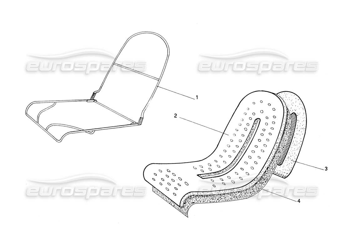 Ferrari 206 GT Dino (Trabajo de entrenamiento) Marcos de asientos Diagrama de piezas