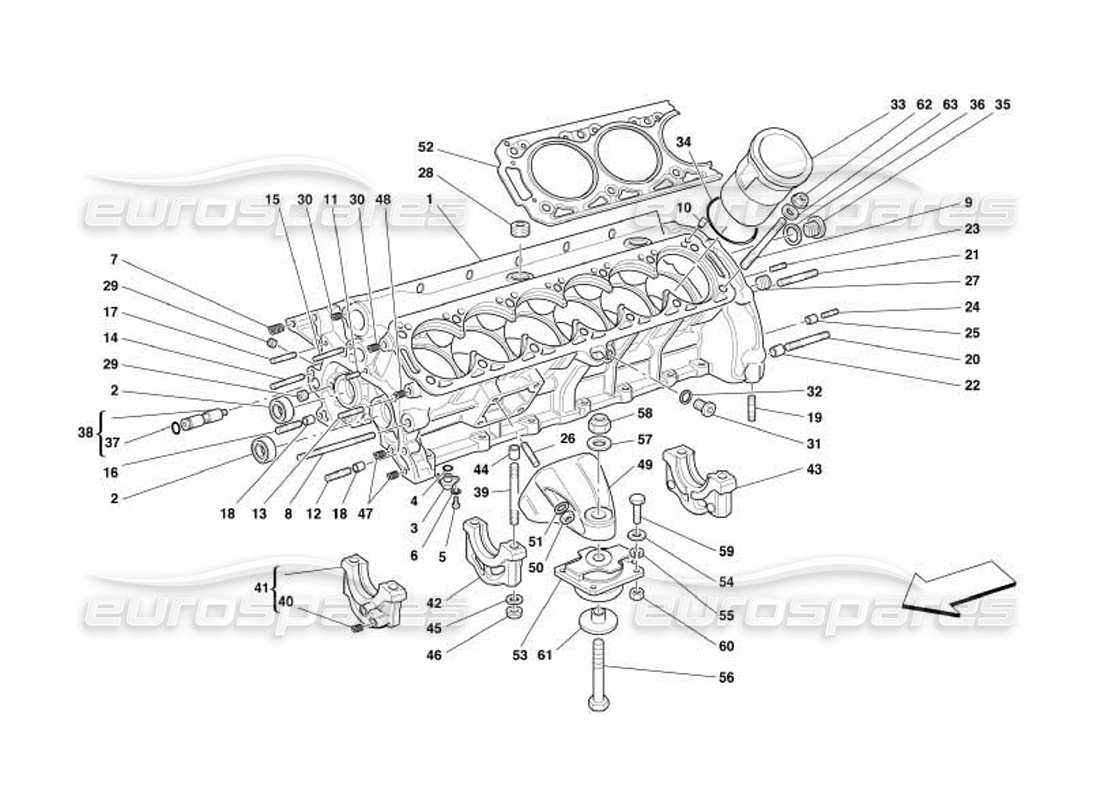 Ferrari 550 Barchetta CRANKCASE Diagrama de piezas