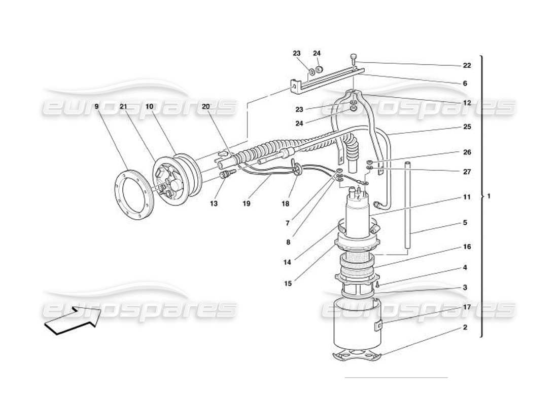 Ferrari 550 Barchetta BOMBA DE COMBUSTIBLE Diagrama de piezas