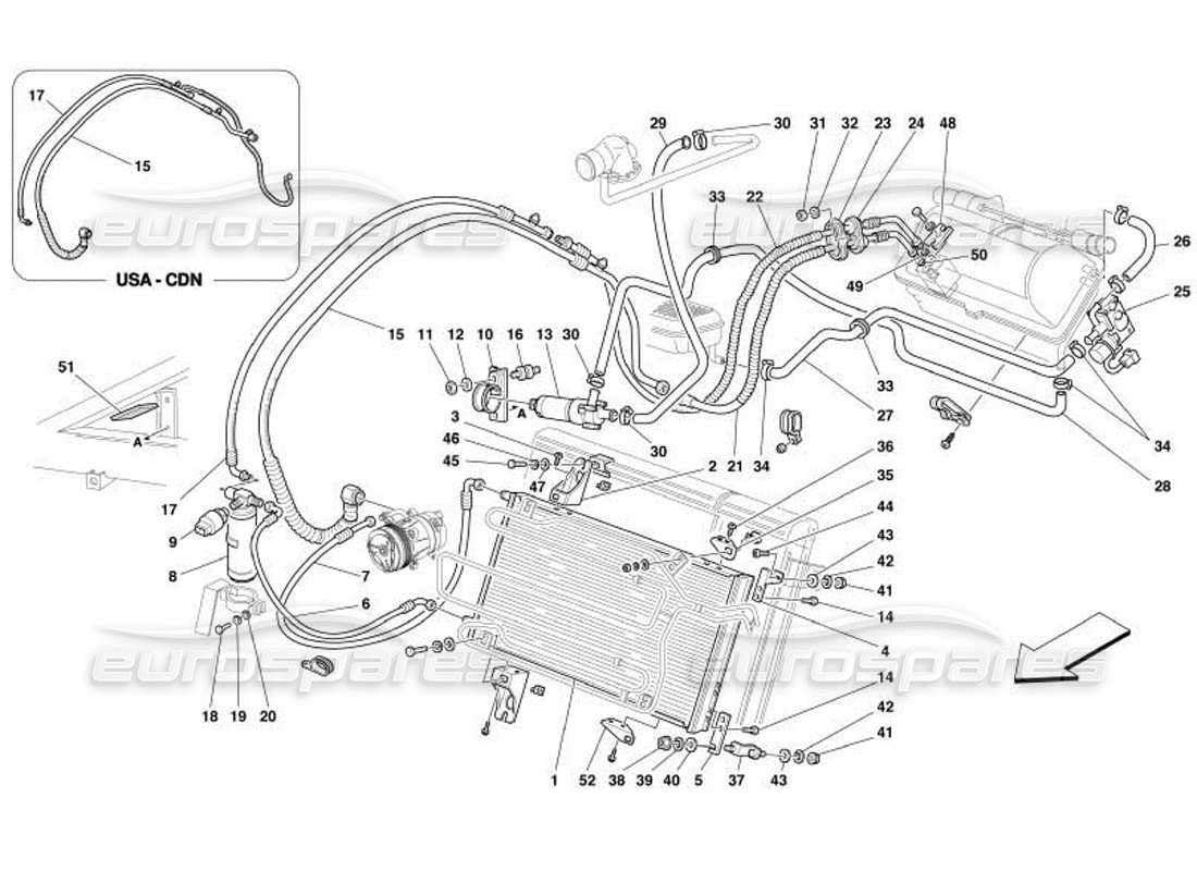Ferrari 550 Barchetta Sistema de aire acondicionado Diagrama de piezas