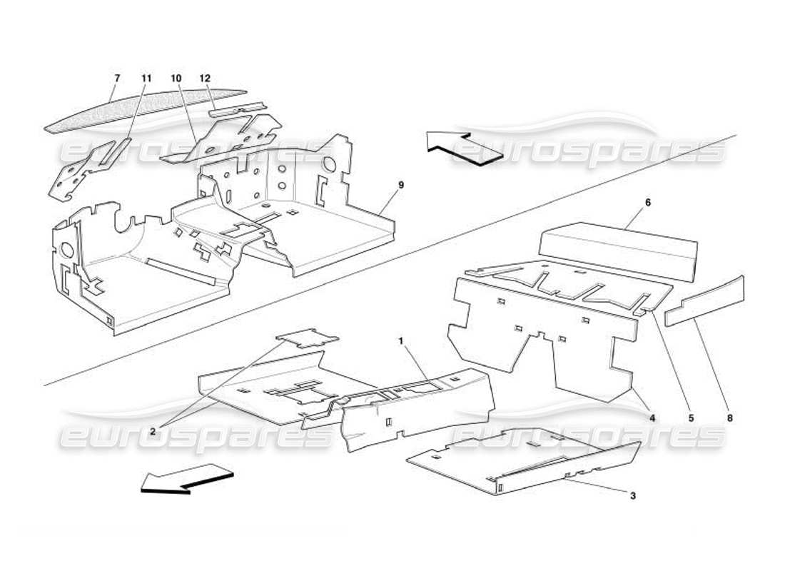 Ferrari 550 Barchetta Aislamientos del compartimiento de pasajeros -No para GD- Diagrama de piezas