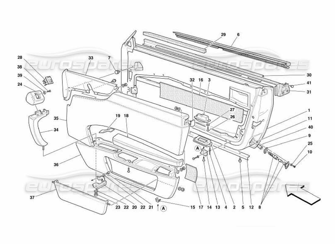 Ferrari 550 Barchetta Puertas - Marcos y Revestimientos Diagrama de piezas