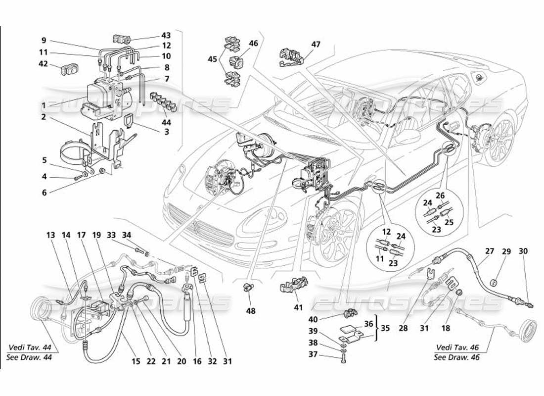 Maserati 4200 Coupé (2005) Sistema de frenos -Válido para GD- Diagrama de piezas