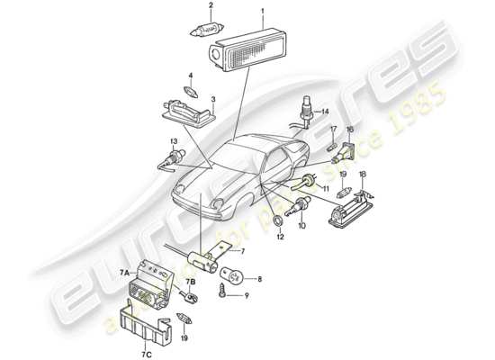 a part diagram from the Porsche 928 (1989) parts catalogue