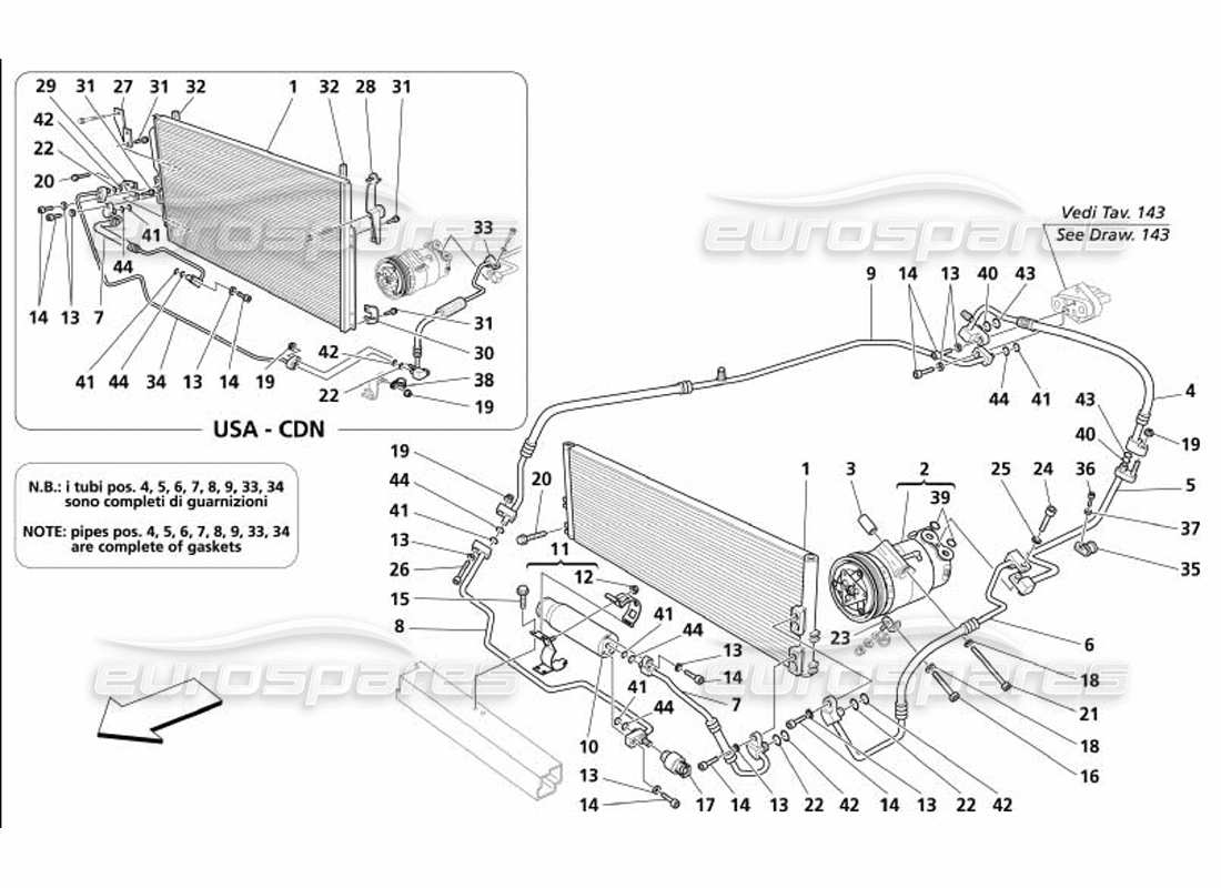 Maserati 4200 Gransport (2005) Sistema de aire acondicionado Diagrama de piezas