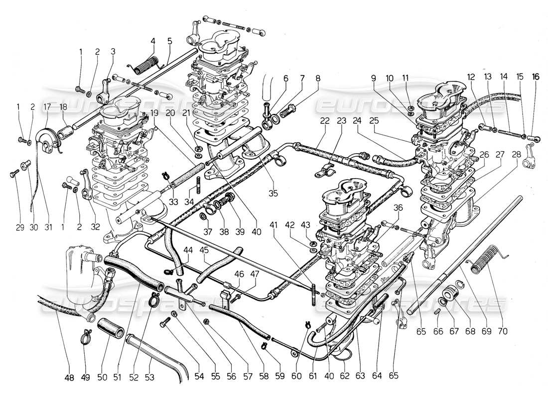 Lamborghini Urraco P300 Fuel System Diagrama de piezas