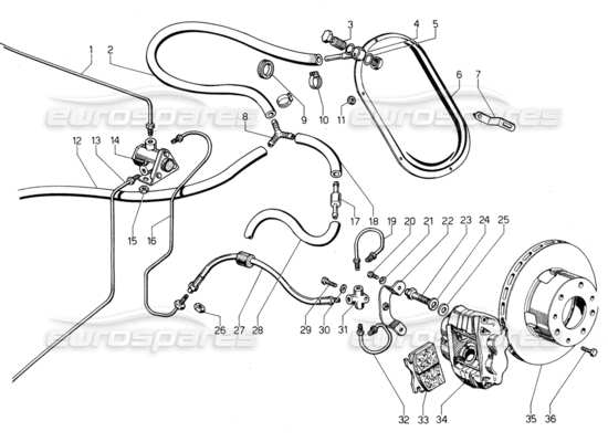 a part diagram from the Lamborghini Urraco P300 parts catalogue