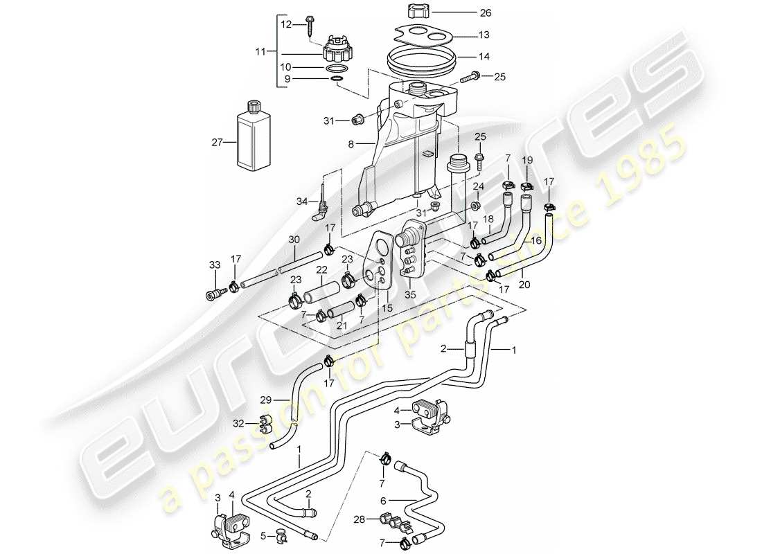 Porsche Boxster 986 (1997) water cooling Diagrama de piezas