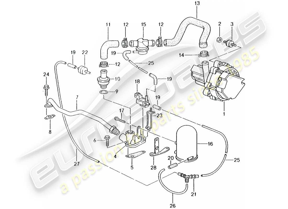 Porsche Boxster 986 (1997) BOMBA DE AIRE SECUNDARIO - D >> - MJ 1999 Diagrama de piezas