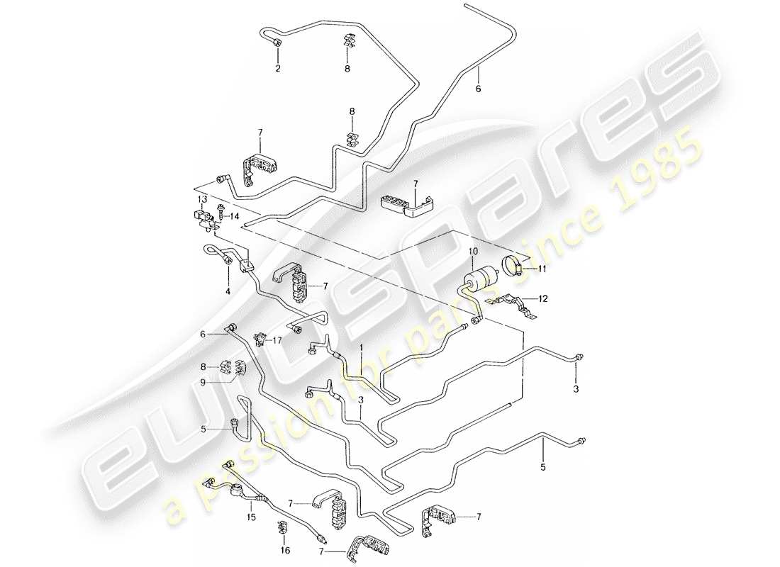 Porsche Boxster 986 (1997) Fuel System Diagrama de piezas