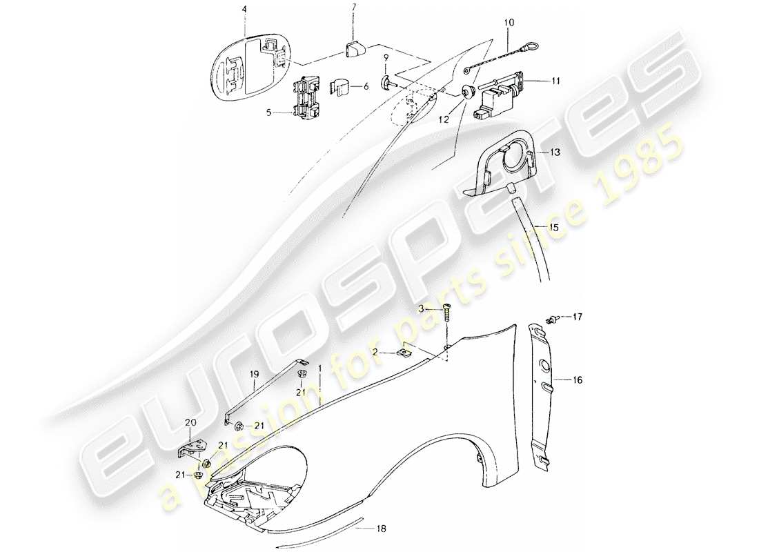 Porsche Boxster 986 (1997) DEFENSA Diagrama de piezas