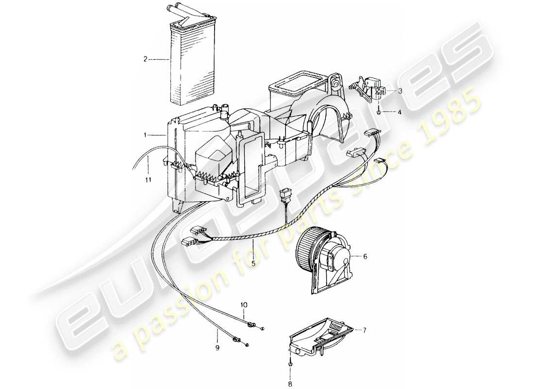 Porsche Boxster 986 (1997) CALENTADOR - PIEZAS INDIVIDUALES Diagrama de piezas