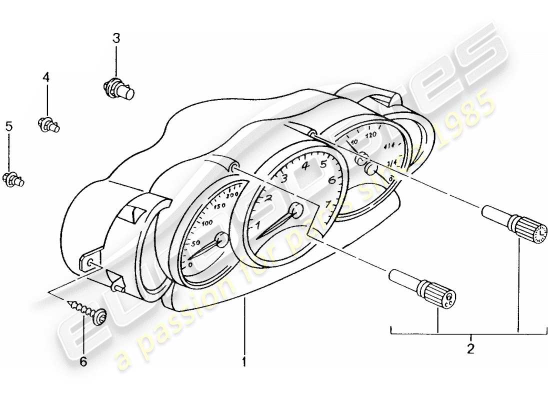 Porsche Boxster 986 (1997) CUADRO DE INSTRUMENTOS - COMPLETO Diagrama de piezas