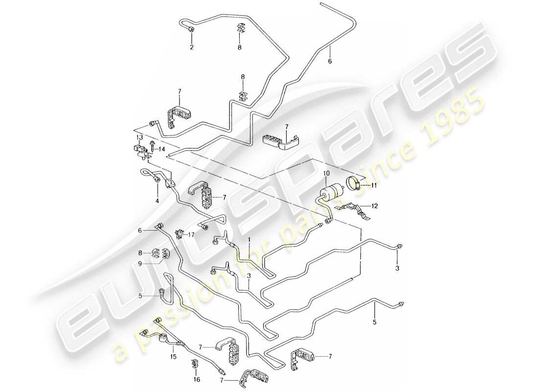 Porsche Boxster 986 (1998) Fuel System Diagrama de piezas