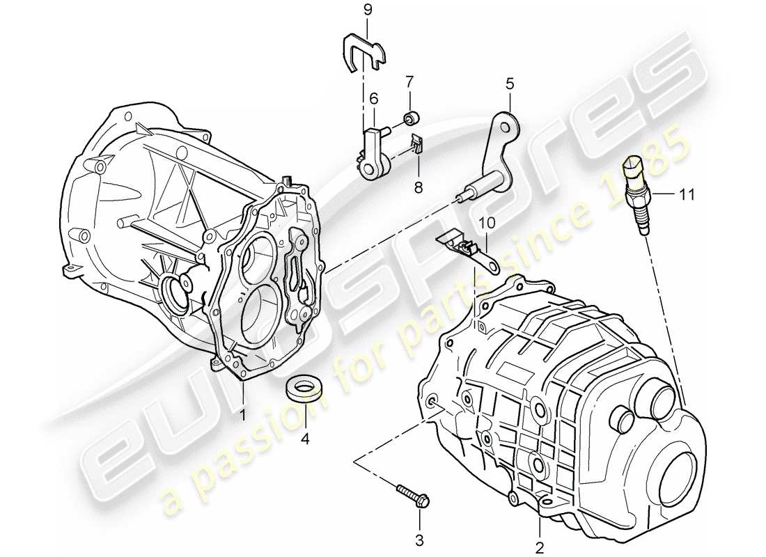 Porsche Boxster 986 (1998) caja de transmisión - cubierta de transmisión Diagrama de piezas