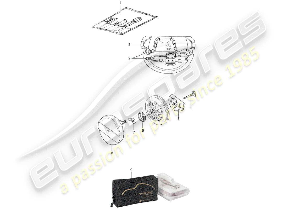 Porsche Boxster 986 (2003) HERRAMIENTA - GATO Diagrama de piezas