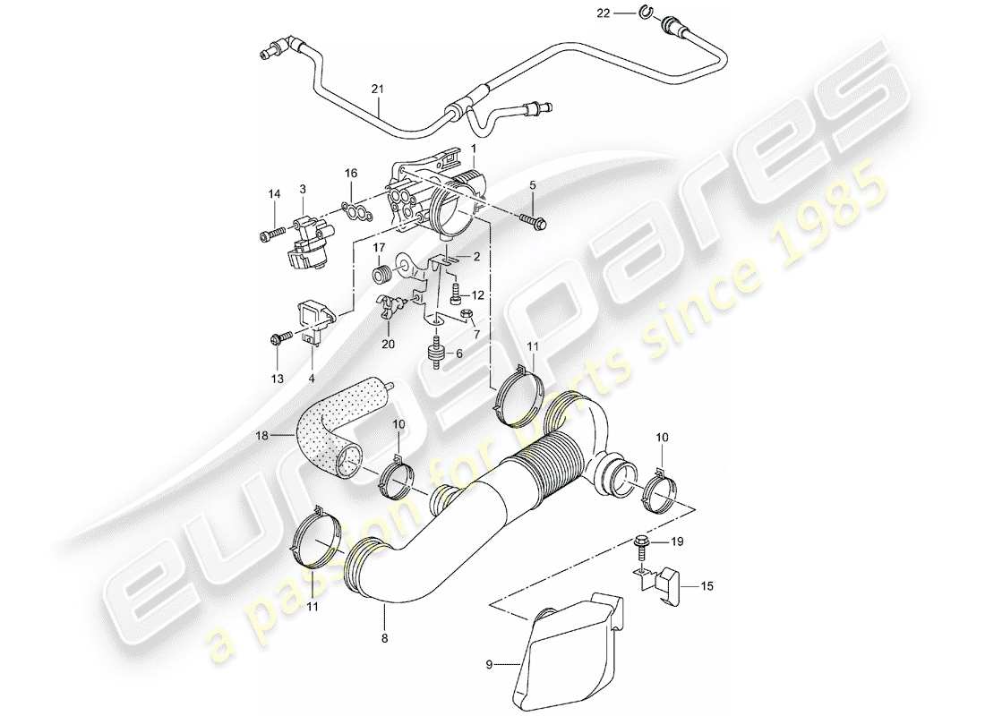 Porsche Boxster 986 (2003) cuerpo del acelerador Diagrama de piezas