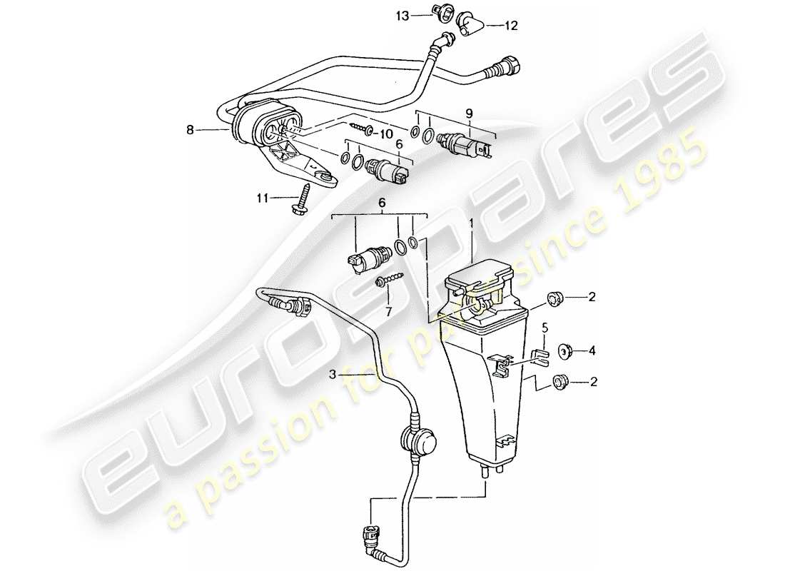 Porsche Boxster 986 (2003) BOTE DE EMISIONES EVAPORATIVAS Diagrama de piezas