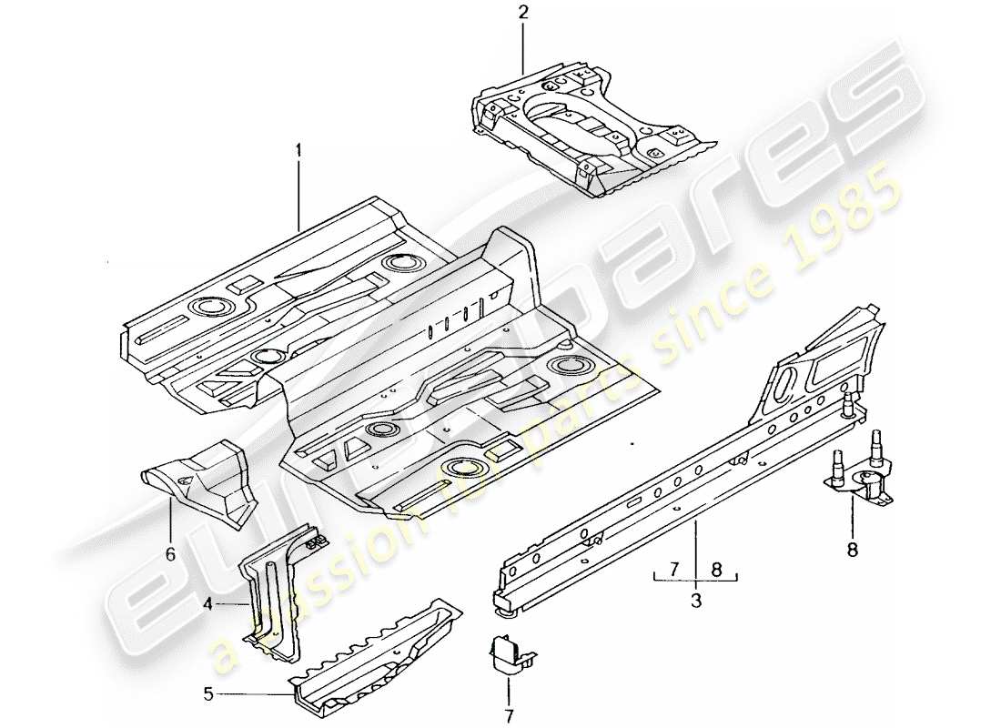 Porsche Boxster 986 (2003) PLACAS DE PISO Diagrama de piezas