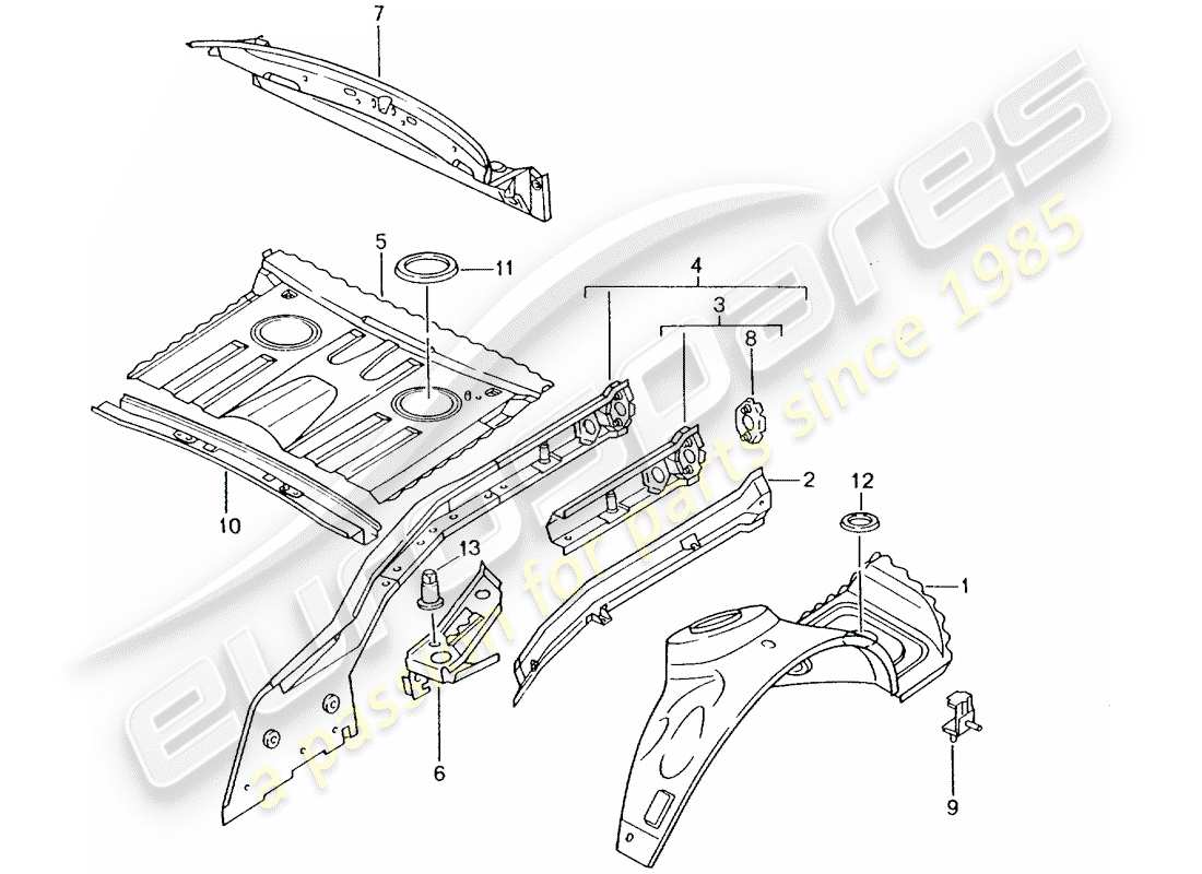 Porsche Boxster 986 (2003) EXTREMO TRASERO - PIEZAS INDIVIDUALES Diagrama de piezas