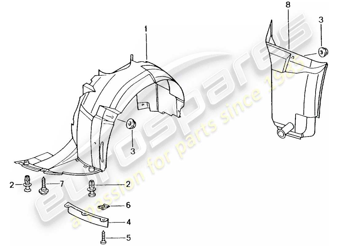 Porsche Boxster 986 (2003) embellecedor - paso de rueda Diagrama de piezas