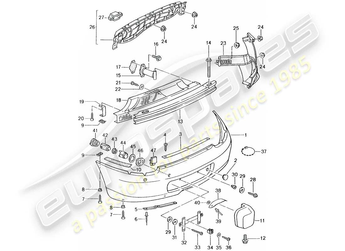 Porsche Boxster 986 (2003) PARACHOQUE Diagrama de piezas
