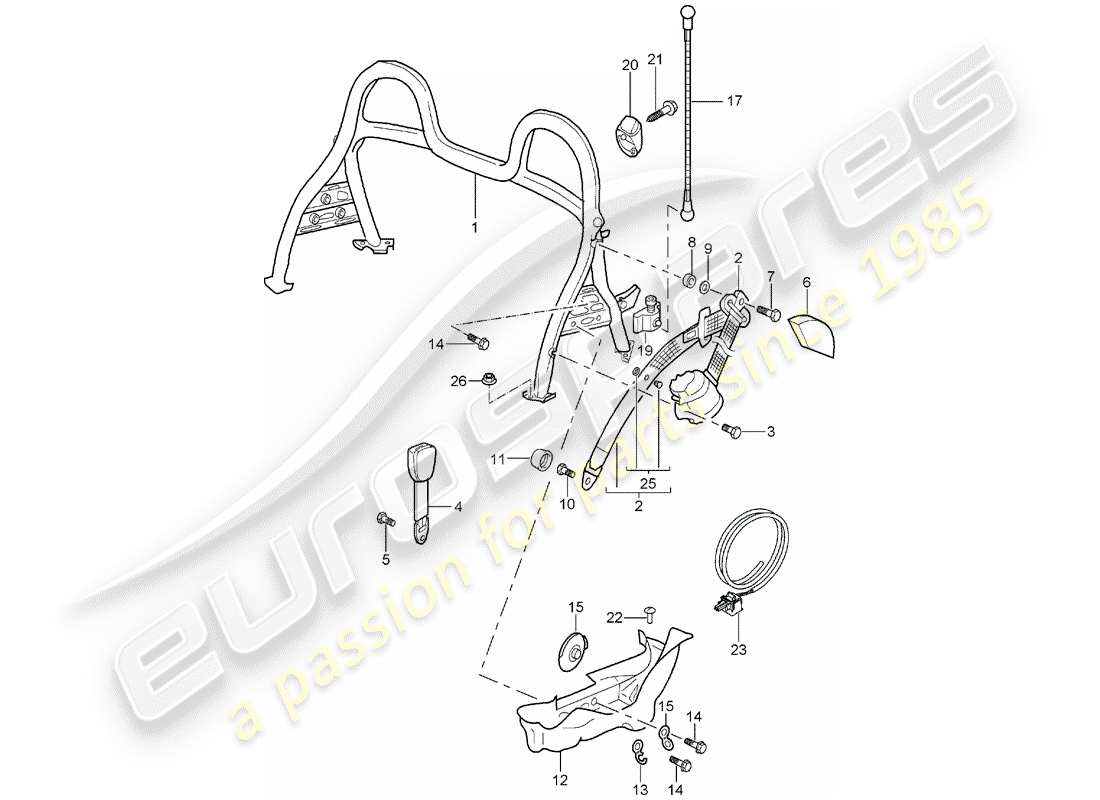 Porsche Boxster 986 (2003) BARRA ANTIVUELCO Diagrama de piezas