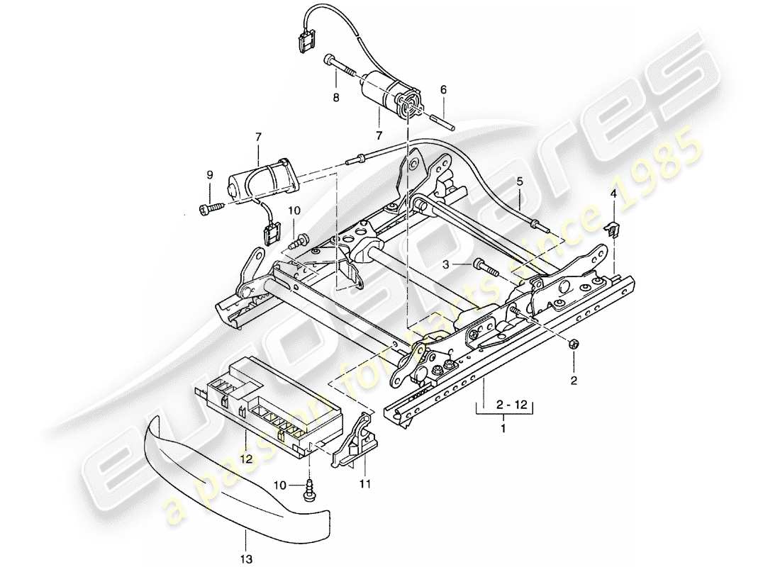 Porsche Boxster 986 (2003) estructura del asiento - asiento confort Diagrama de piezas