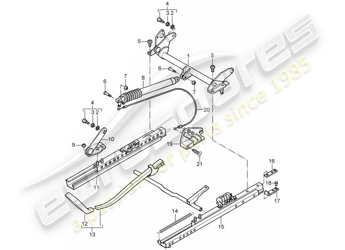 Porsche Boxster 986 (2003) estructura de asiento - asiento deportivo - para vehículos con asiento regulable en altura Diagrama de piezas