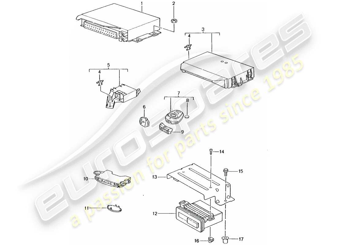 Porsche Boxster 986 (2003) UNIDADES DE CONTROL Diagrama de piezas