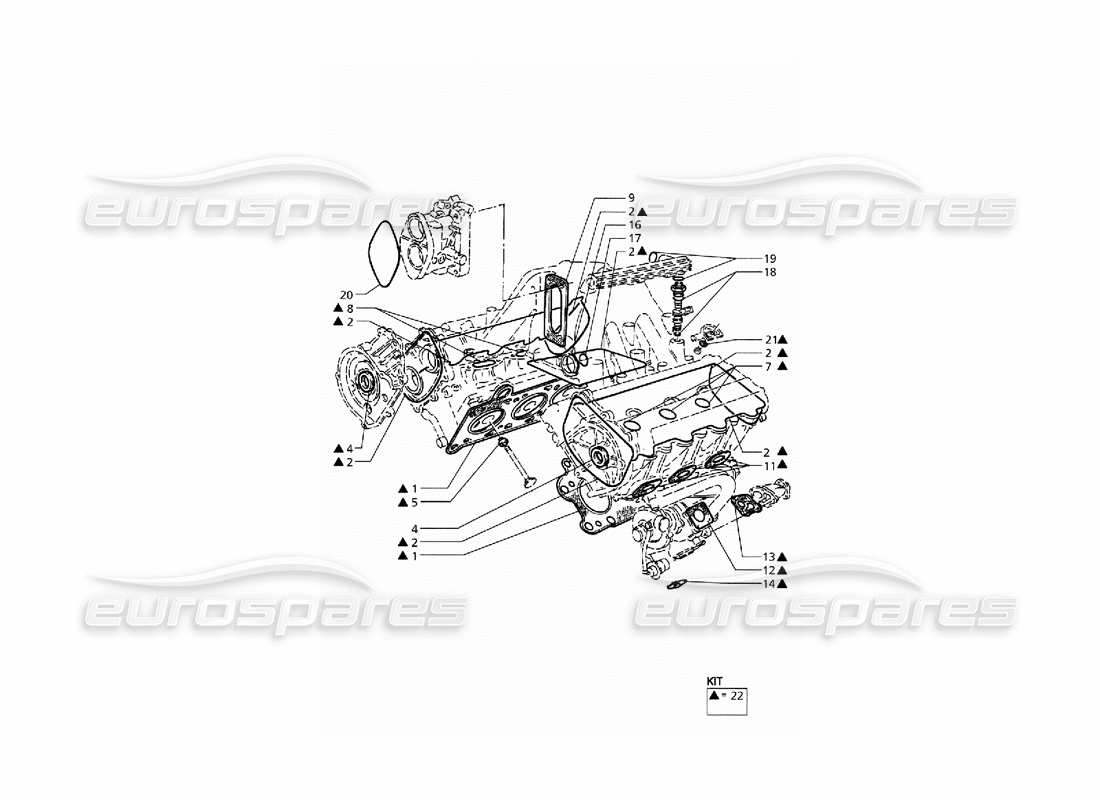 MaseratiQTP. 3.2 V8 (1999) revisión de juntas y retenes de aceite para culatas Diagrama de piezas