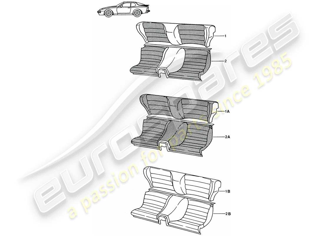 Porsche Seat 944/968/911/928 (1994) ASIENTO DE EMERGENCIA - COMPLETO - D >> - MJ 1988 Diagrama de piezas