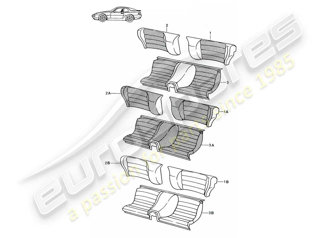 Porsche Seat 944/968/911/928 (1994) ASIENTO DE EMERGENCIA - COMPLETO - D - MJ 1992>> - MJ 1993 Diagrama de piezas